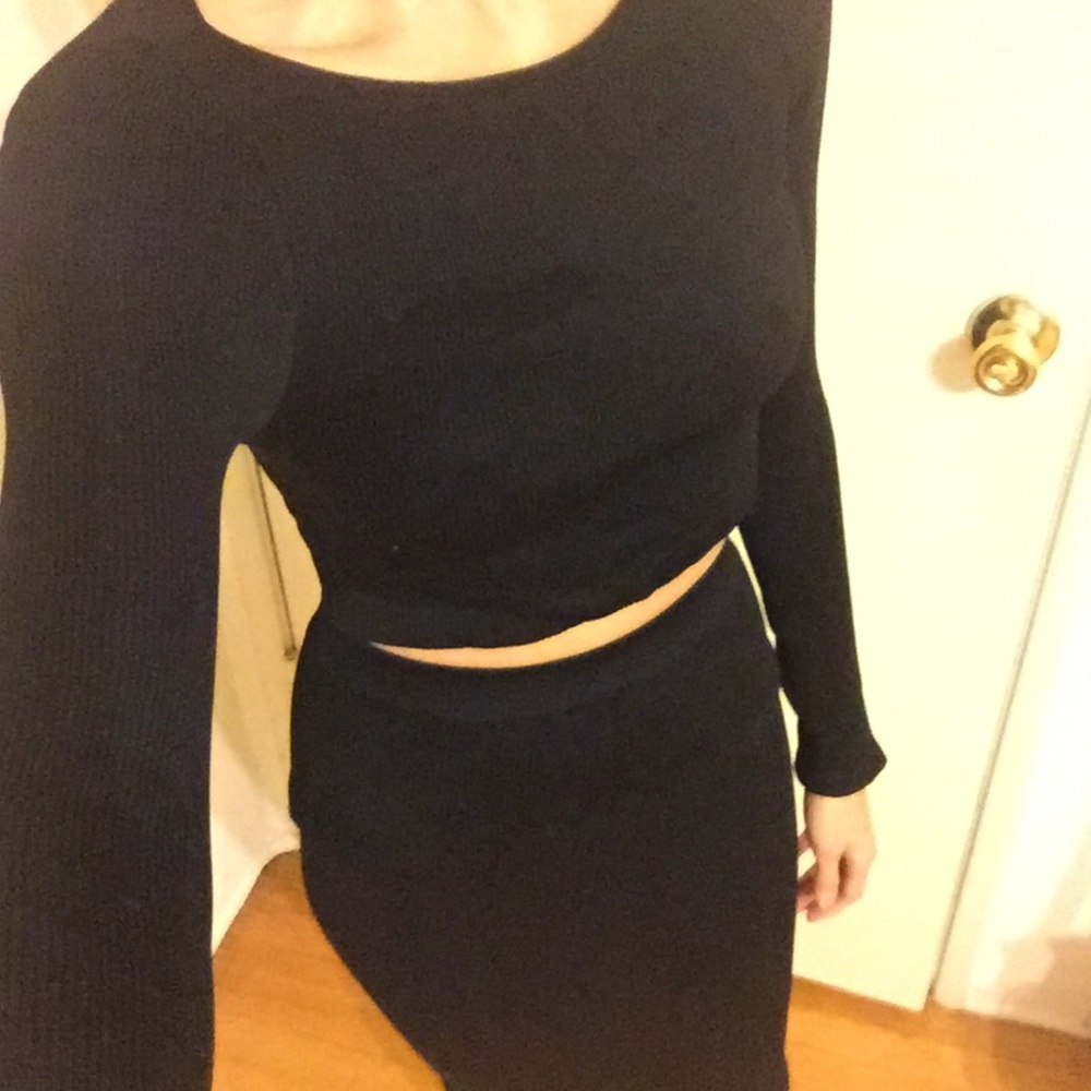 BCBGENERATION Ribbed Cropped Sweater + Midi Skirt